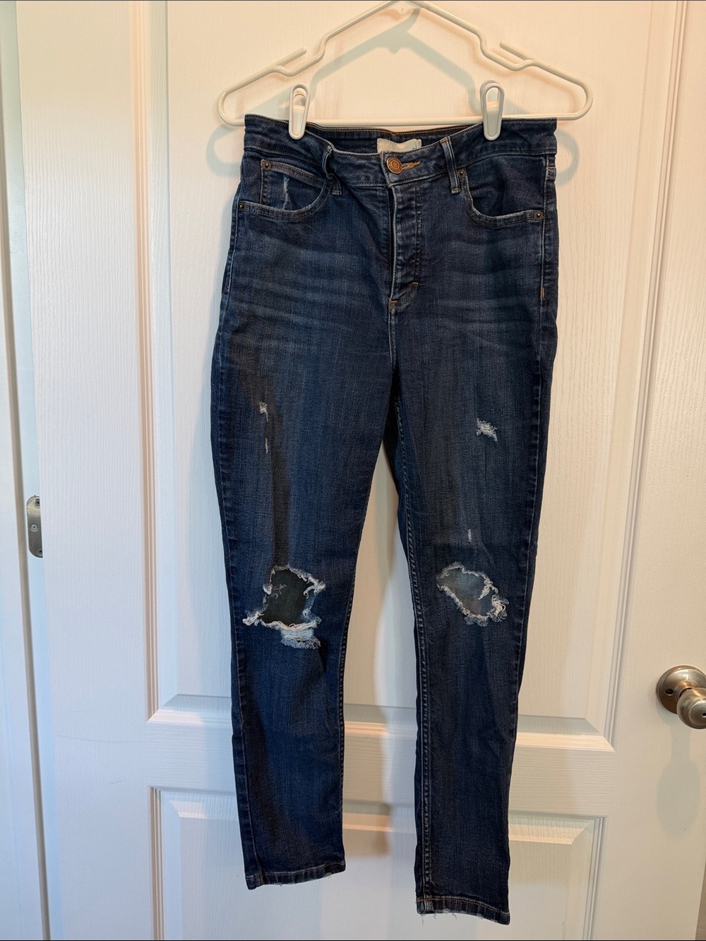 Maurices Dark Blue Ripped Skinny Jeans